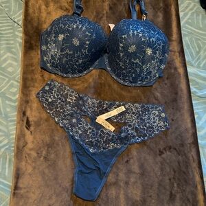 Victoria’s Secret Elegant Lace Blue Lingerie Set